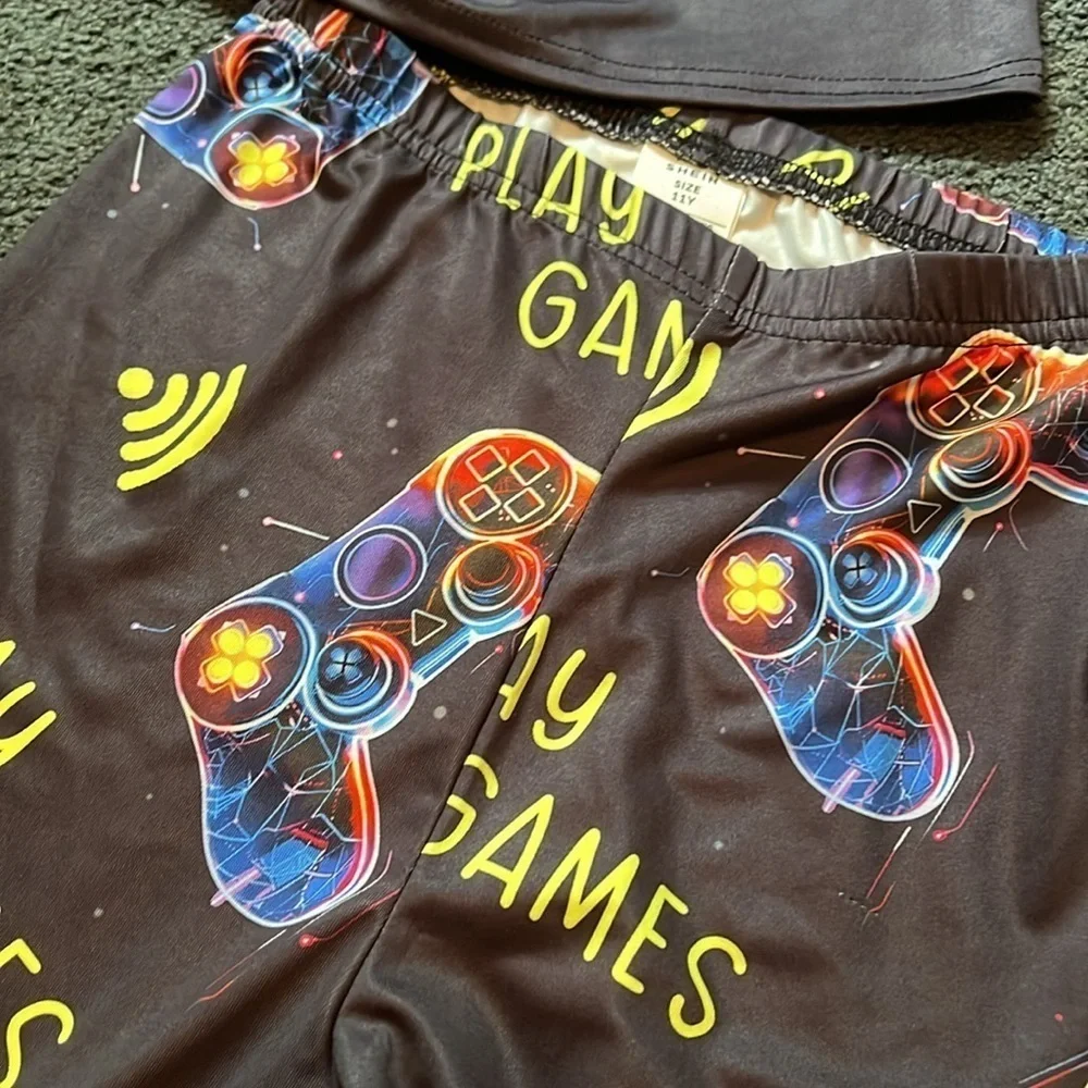 SHEIN Kids Pajamas with Game Controller Design, boys size 11 year